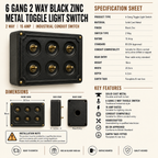 Brassvane 6 gang conduit light switch additional view 5