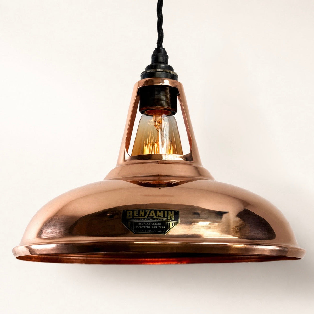 Brassvane handspun copper pendant light overall view