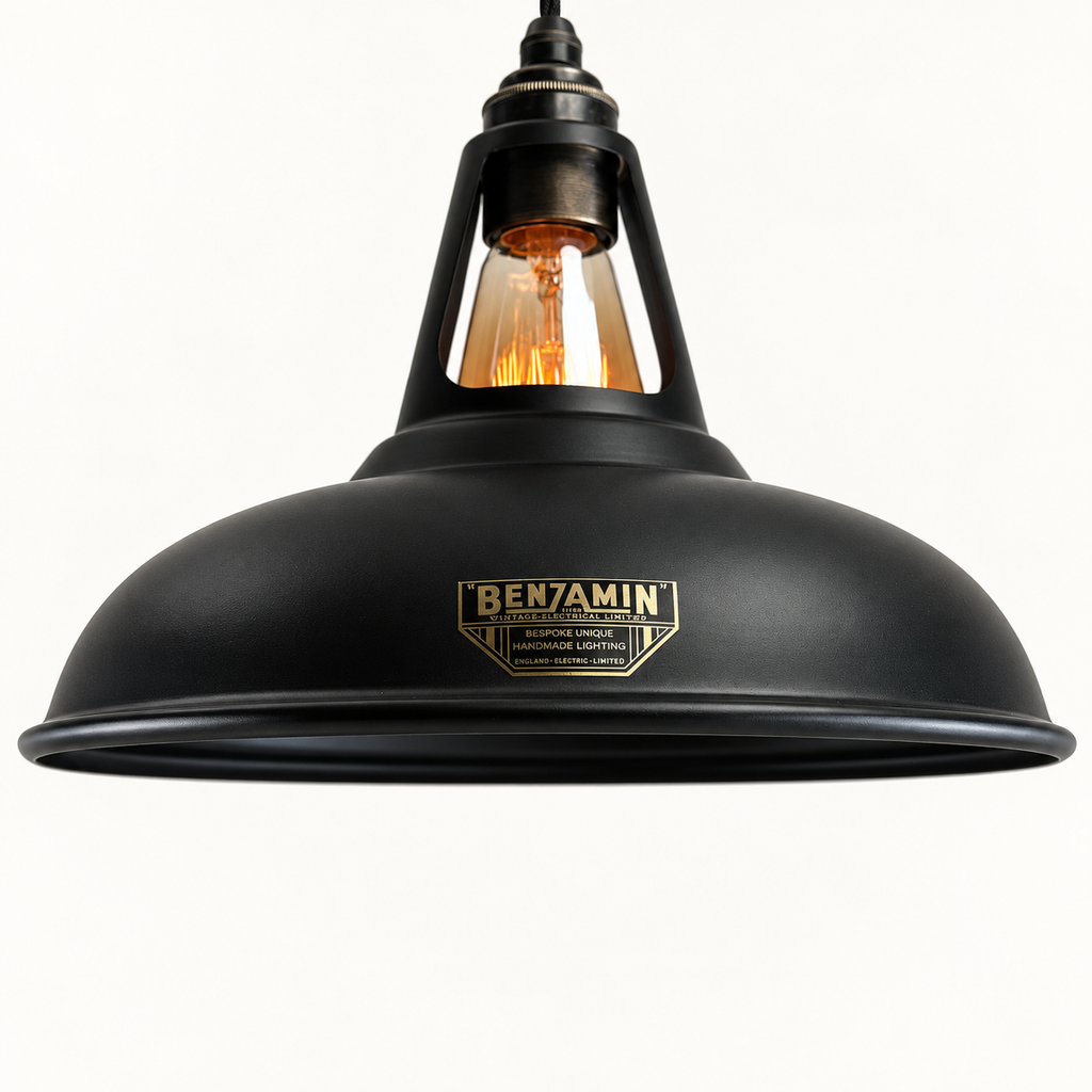 Brassvane matt black pendant light overall view