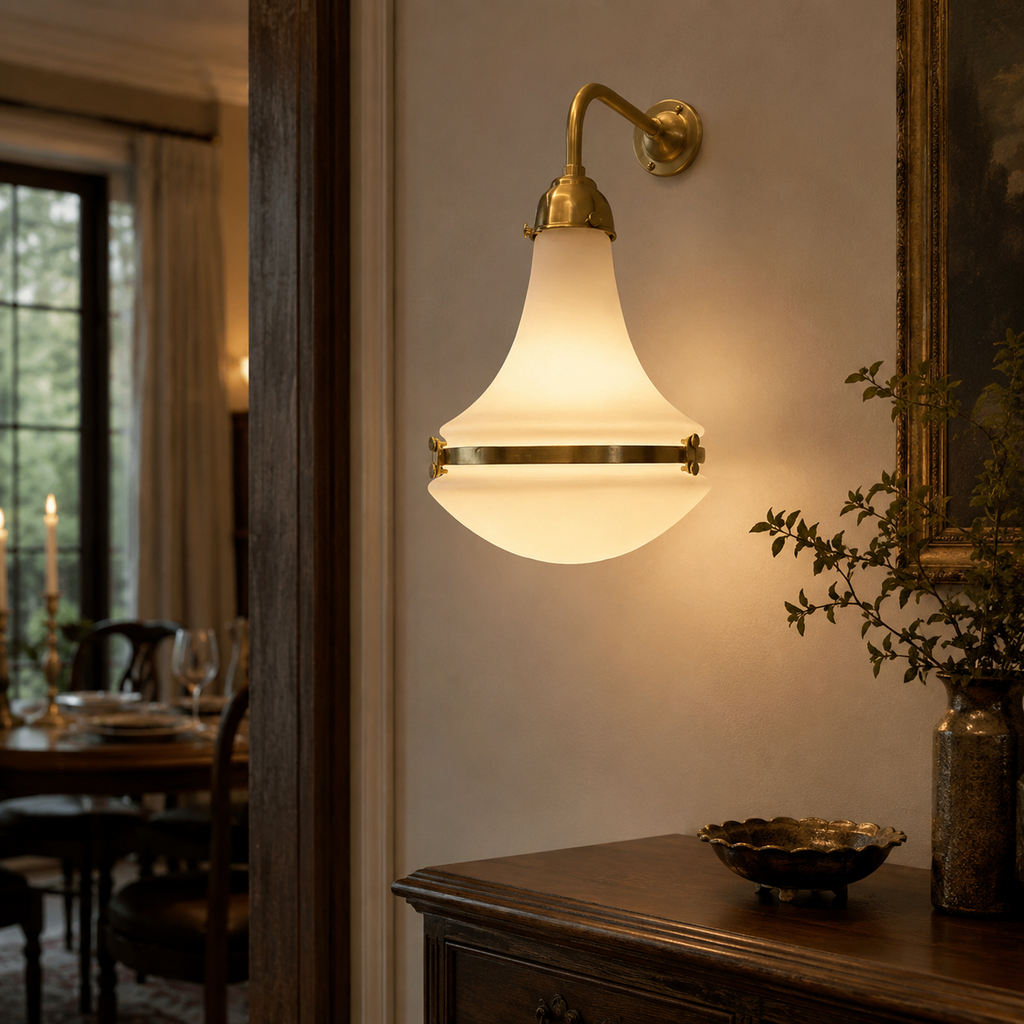Brassvane antique brass opaline wall sconce additional view 2
