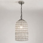 Brassvane glass bird cage chandelier overall view