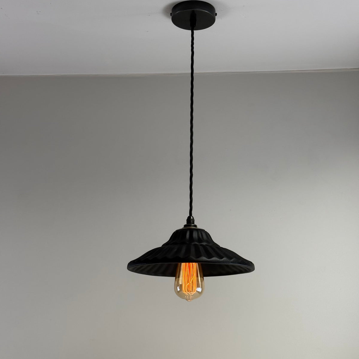 Brassvane matt black ceramic pendant light additional view 6