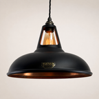 Brassvane matt black and copper pendant light overall view