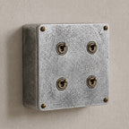 Brassvane 4 gang conduit light switch overall view