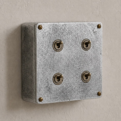Brassvane 4 gang conduit light switch overall view