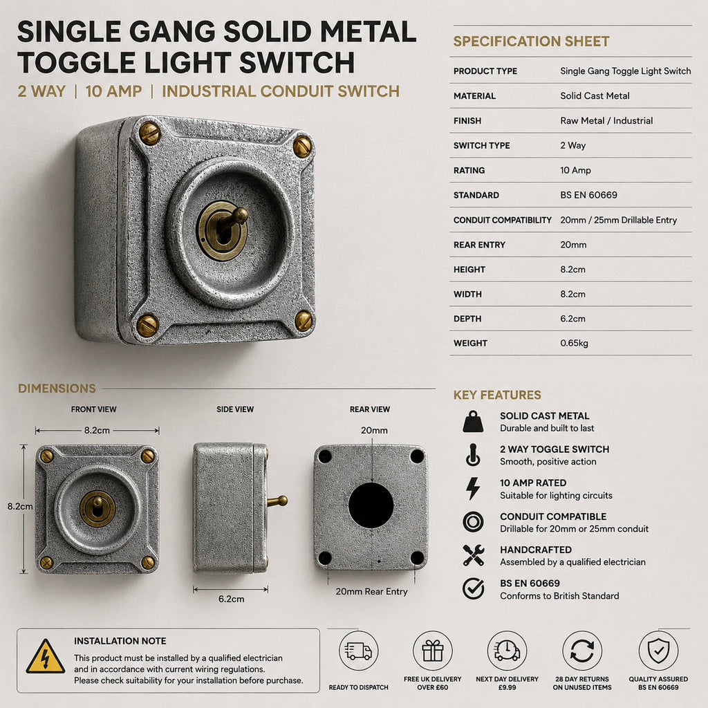 Brassvane conduit toggle light switch additional view 8