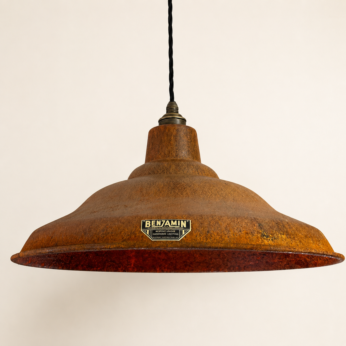 Brassvane rusted pendant light overall view
