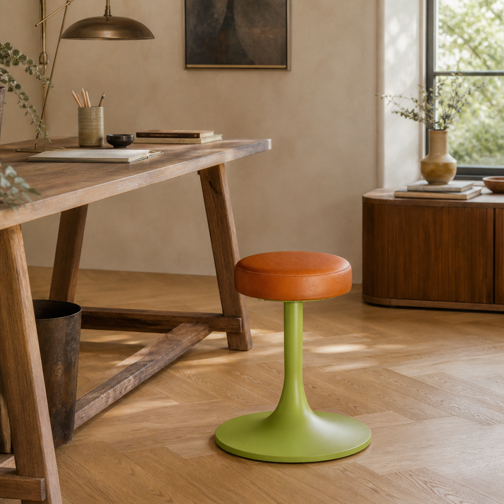 Brassvane schoolhouse leather seat stool additional view 2