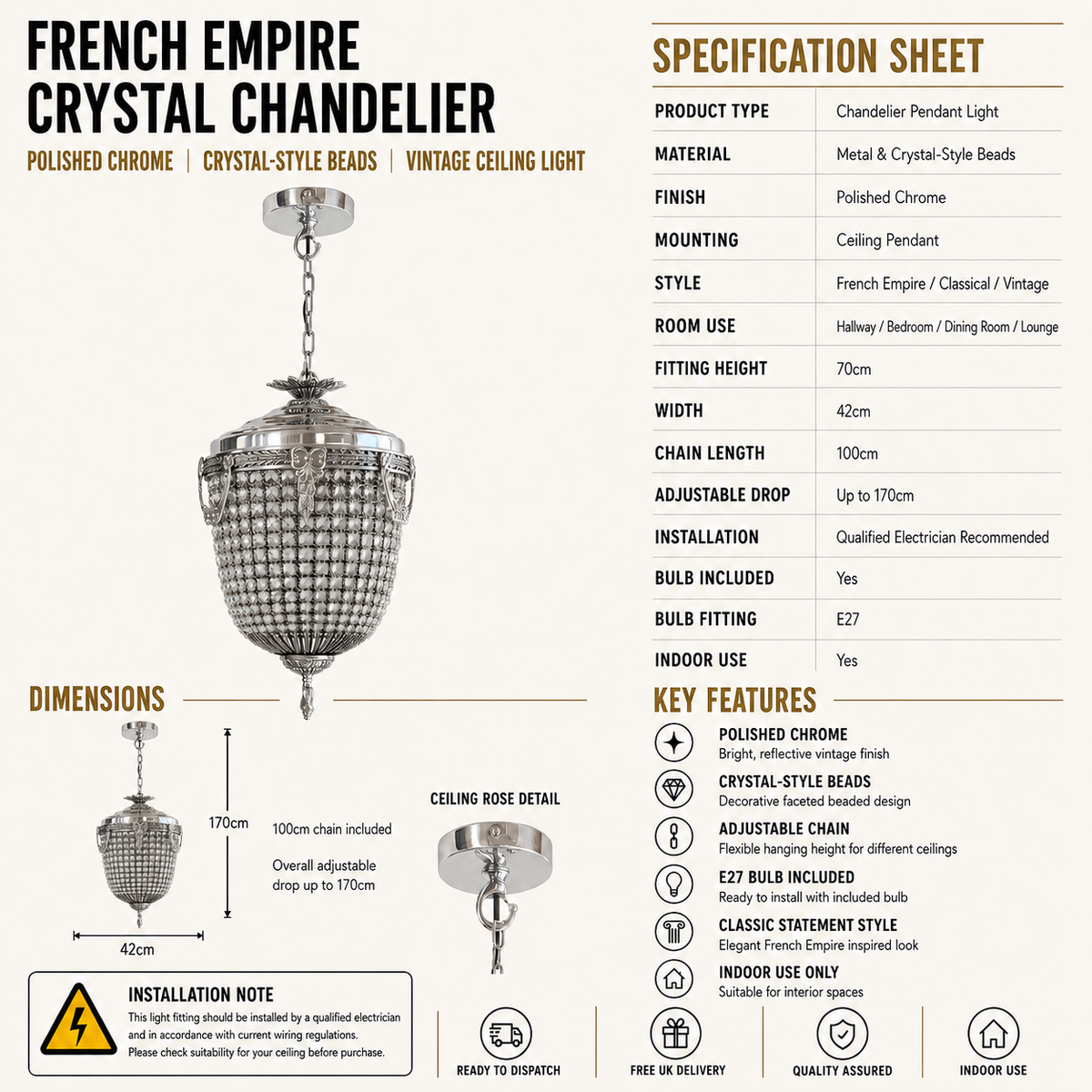 Brassvane french empire basket chandelier additional view 5