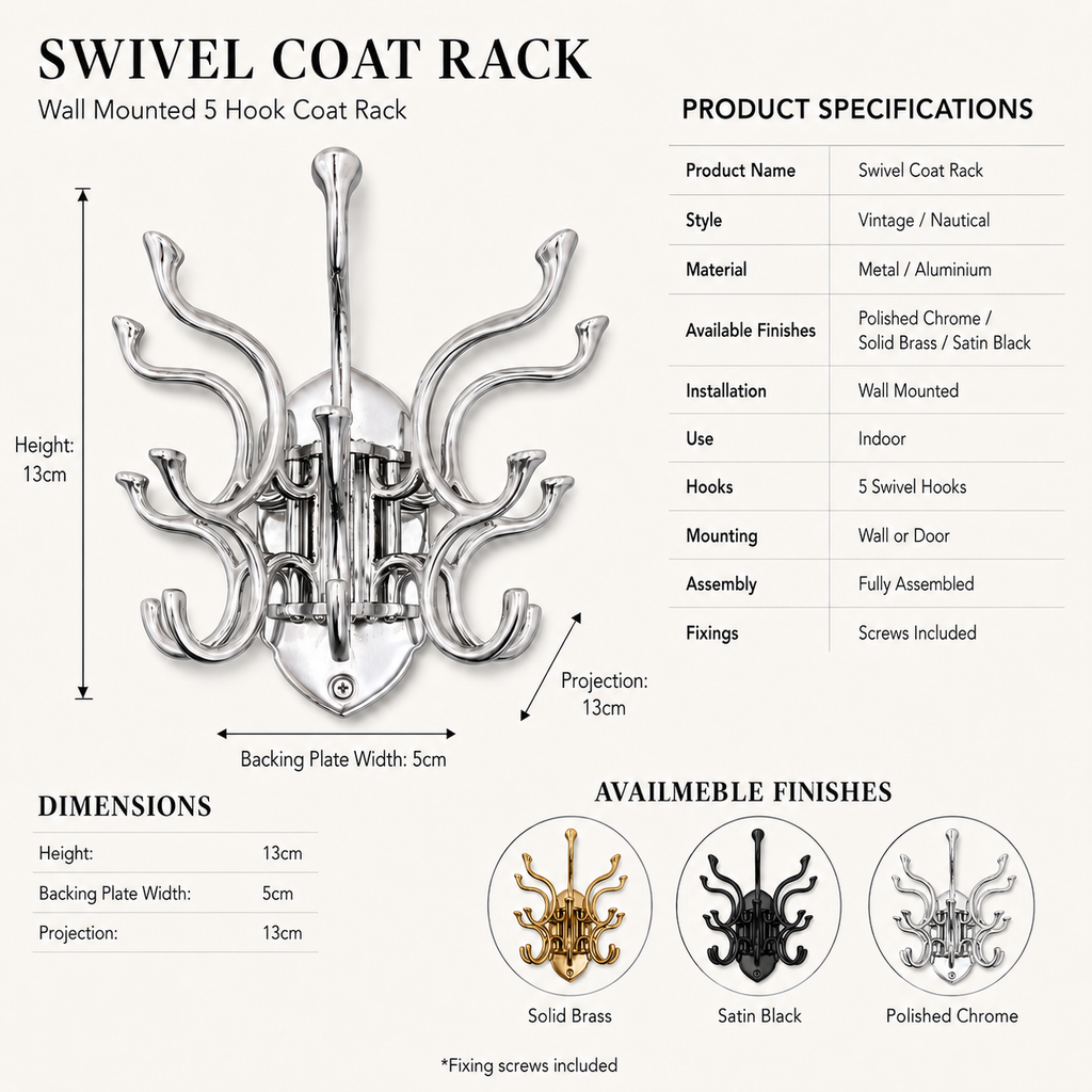 Brassvane swivel coat rack additional view 9