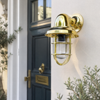 Brassvane caged brass swan neck wall light additional view 2