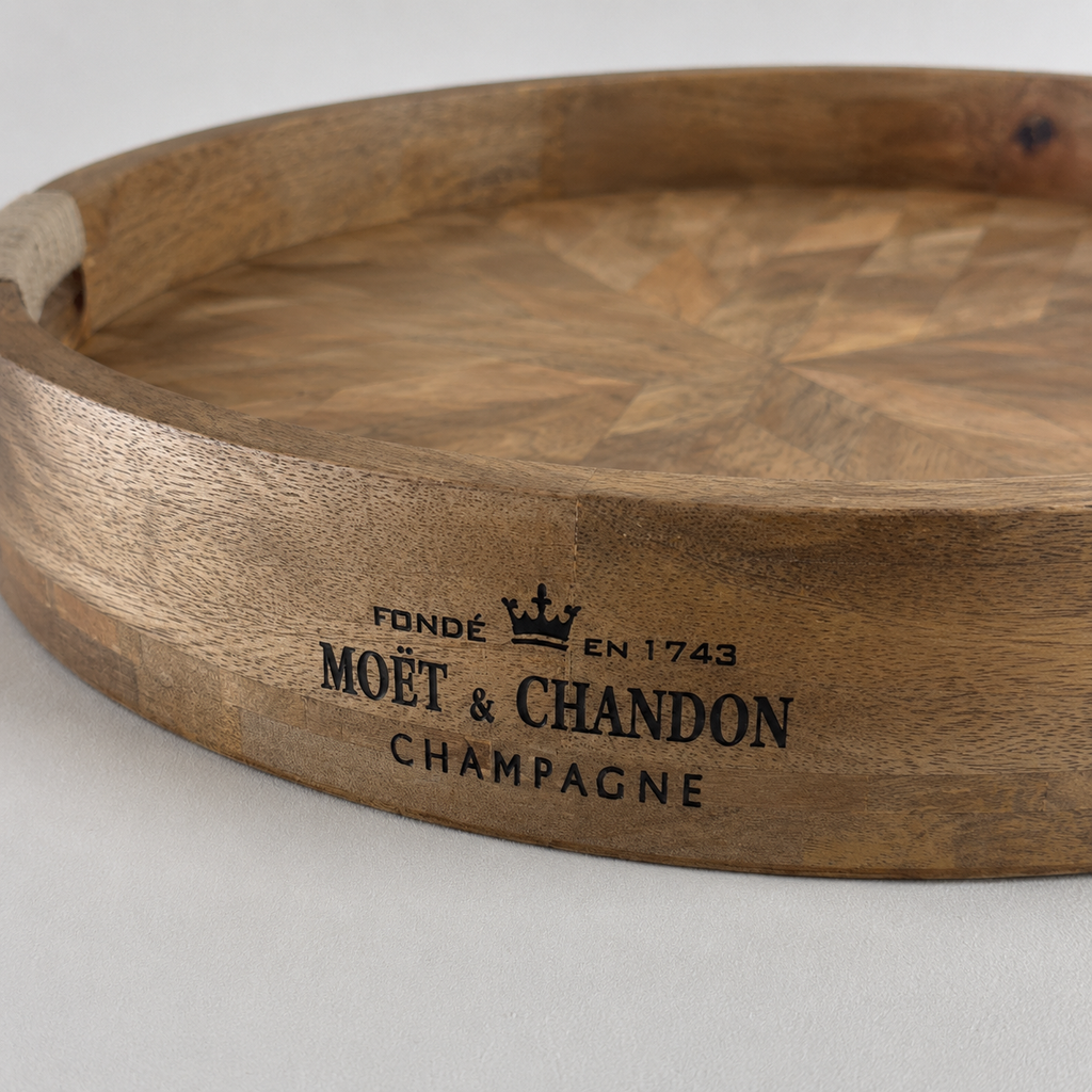 Brassvane round wooden serving tray additional view 7