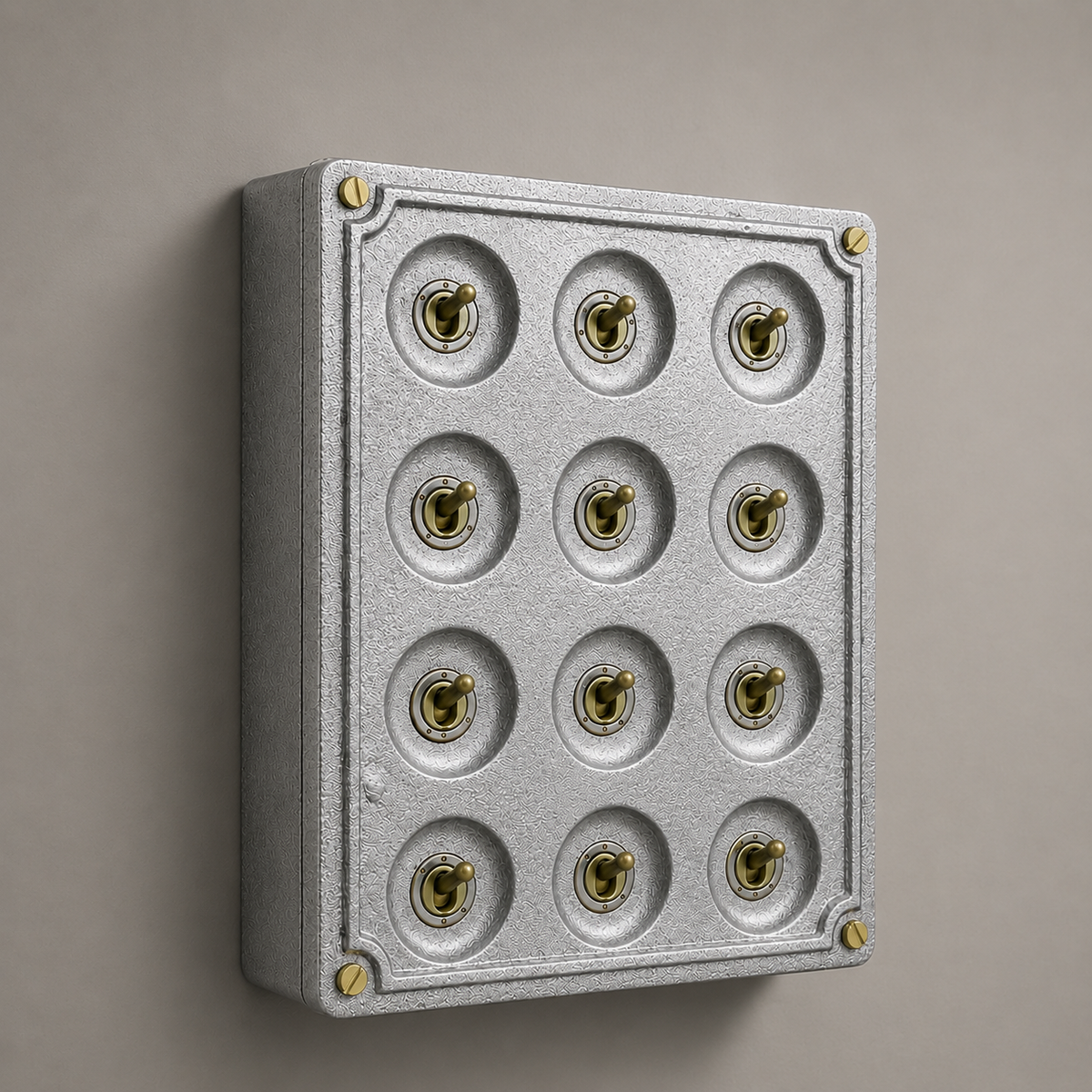 Brassvane 12 gang toggle light switch overall view