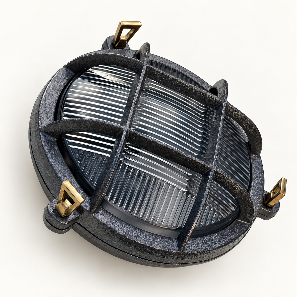 Brassvane caged pewter bulkhead light additional view 3