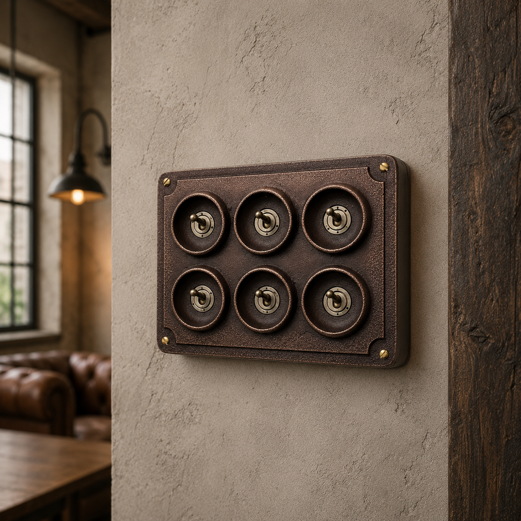 Brassvane 6 gang toggle light switch additional view 2