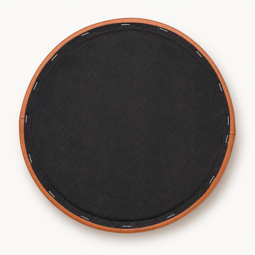 Brassvane tan leather stool seat additional view 6