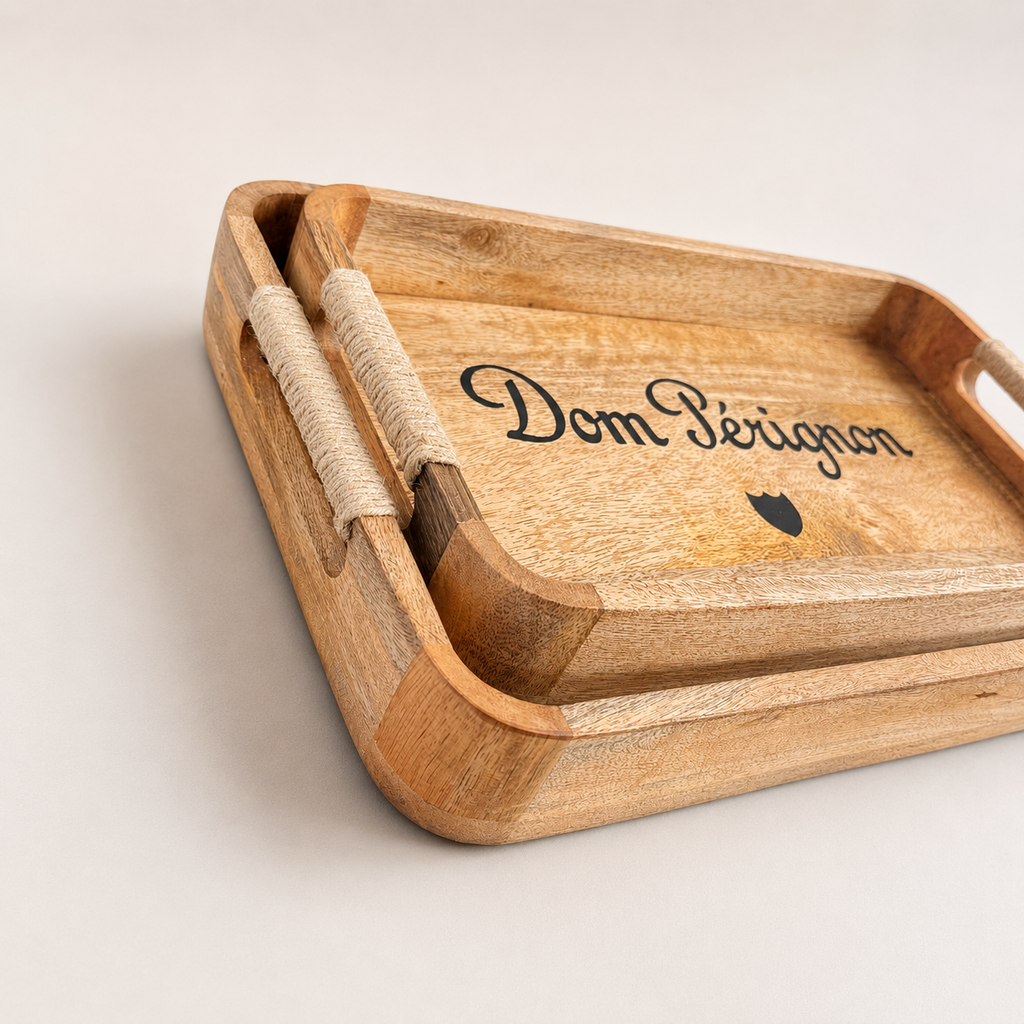 Brassvane wooden butler tray set additional view 5