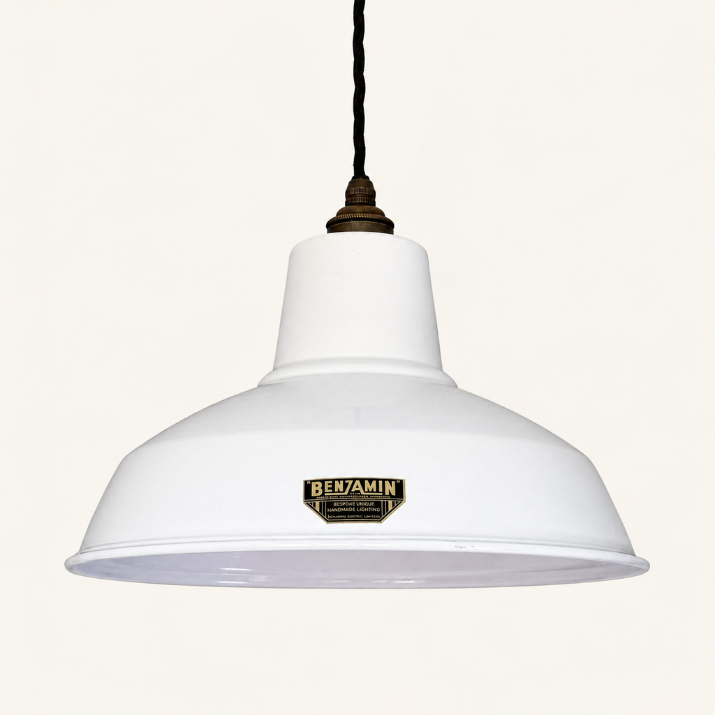 Brassvane white RLM pendant light overall view