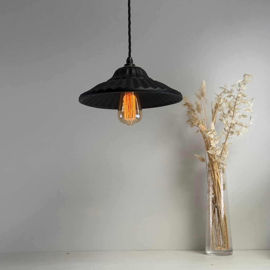 Brassvane matt black ceramic pendant light additional view 3