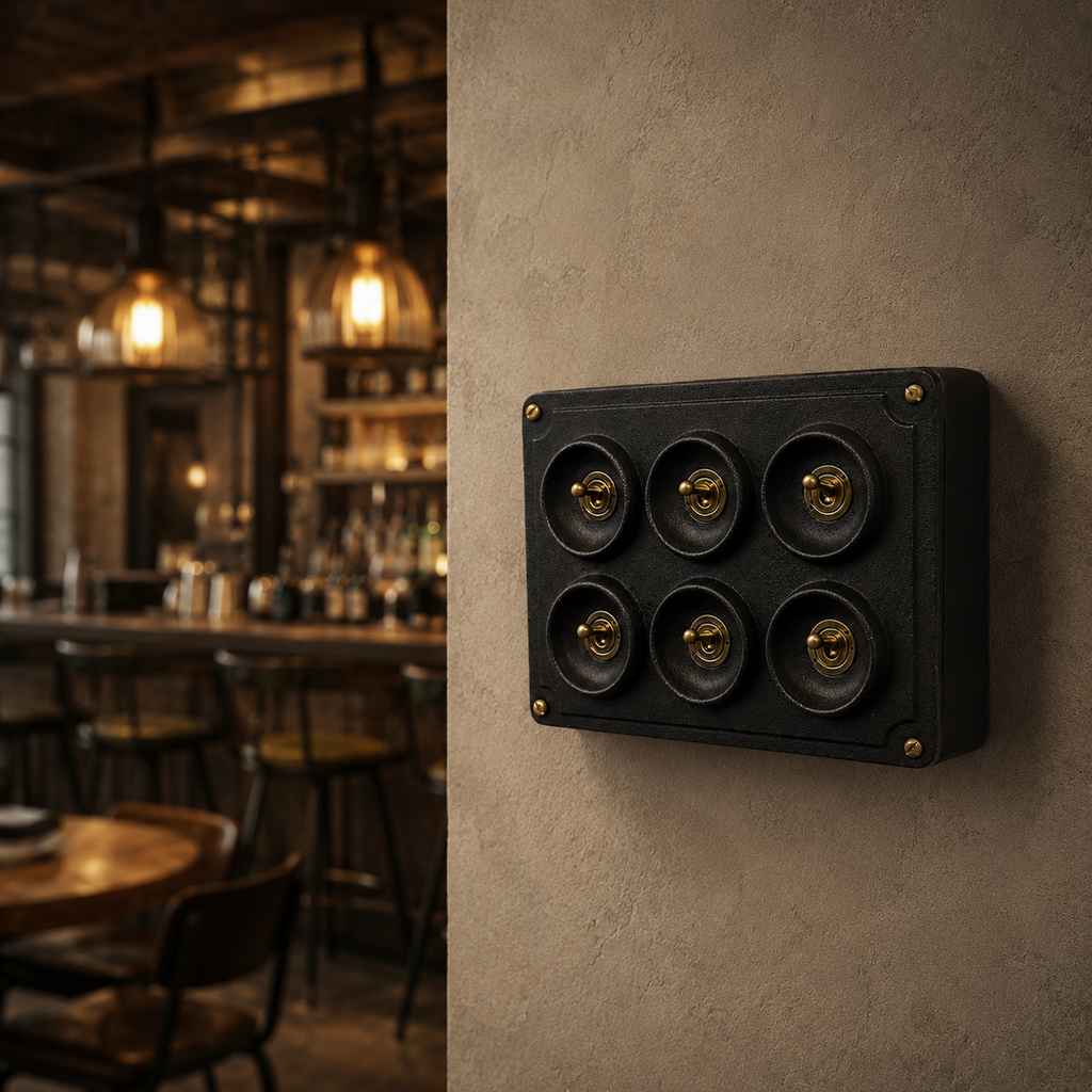 Brassvane 6 gang toggle light switch additional view 2