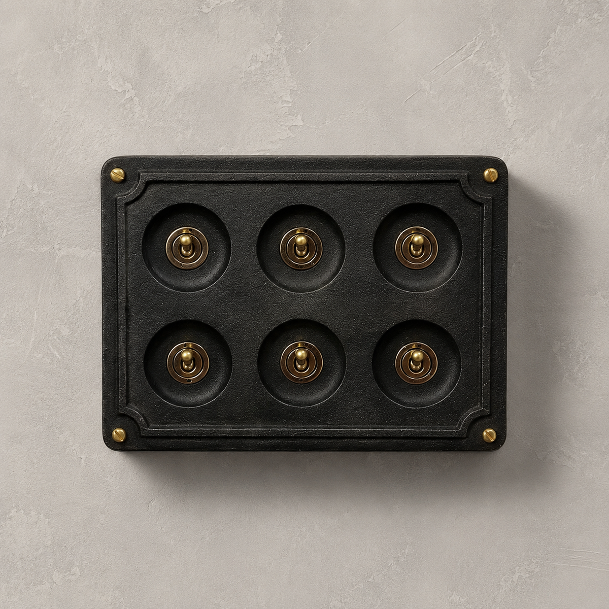 Brassvane 6 gang conduit light switch additional view 3