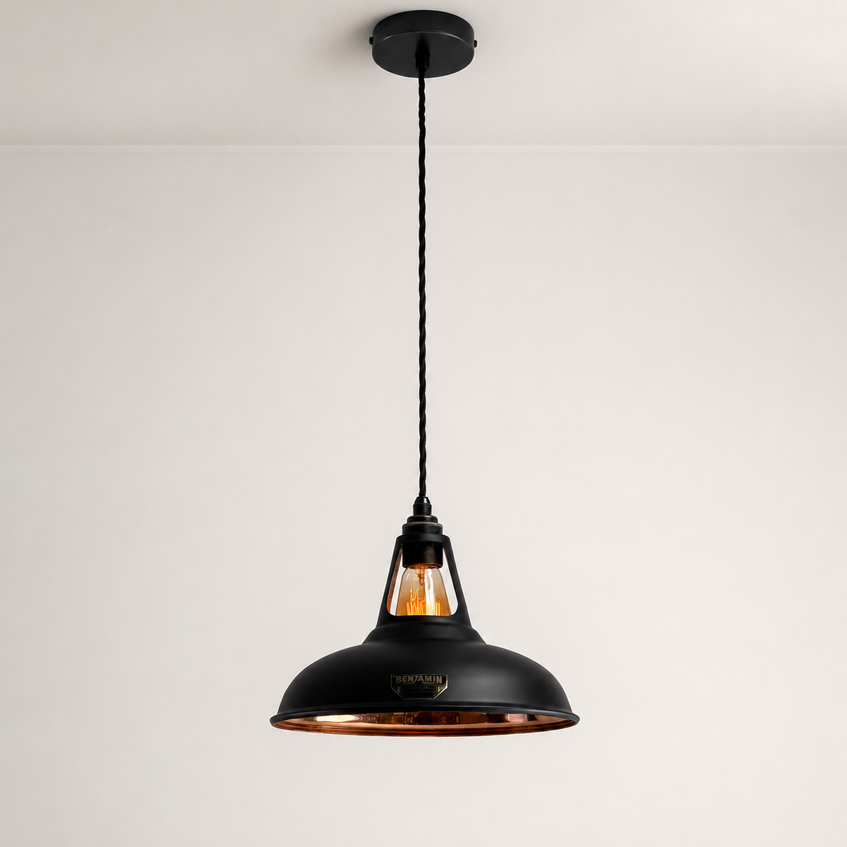 Brassvane matt black and copper pendant light additional view 2