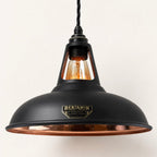 Brassvane matt black and copper pendant light overall view
