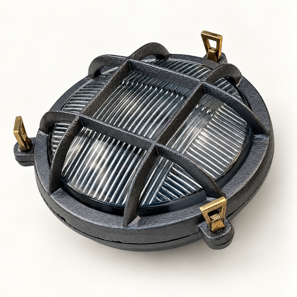 Brassvane caged pewter bulkhead light additional view 7