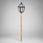 Brassvane wooden spike candle lantern overall view