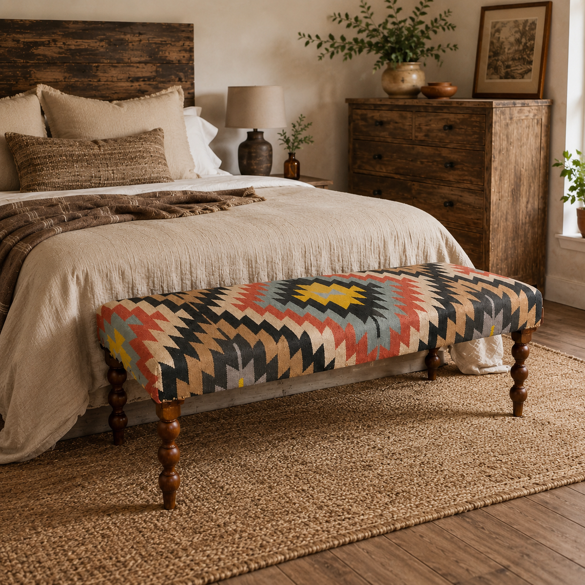 Brassvane kilim ottoman bench additional view 2