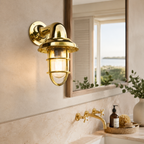 Brassvane caged brass swan neck wall light additional view 4