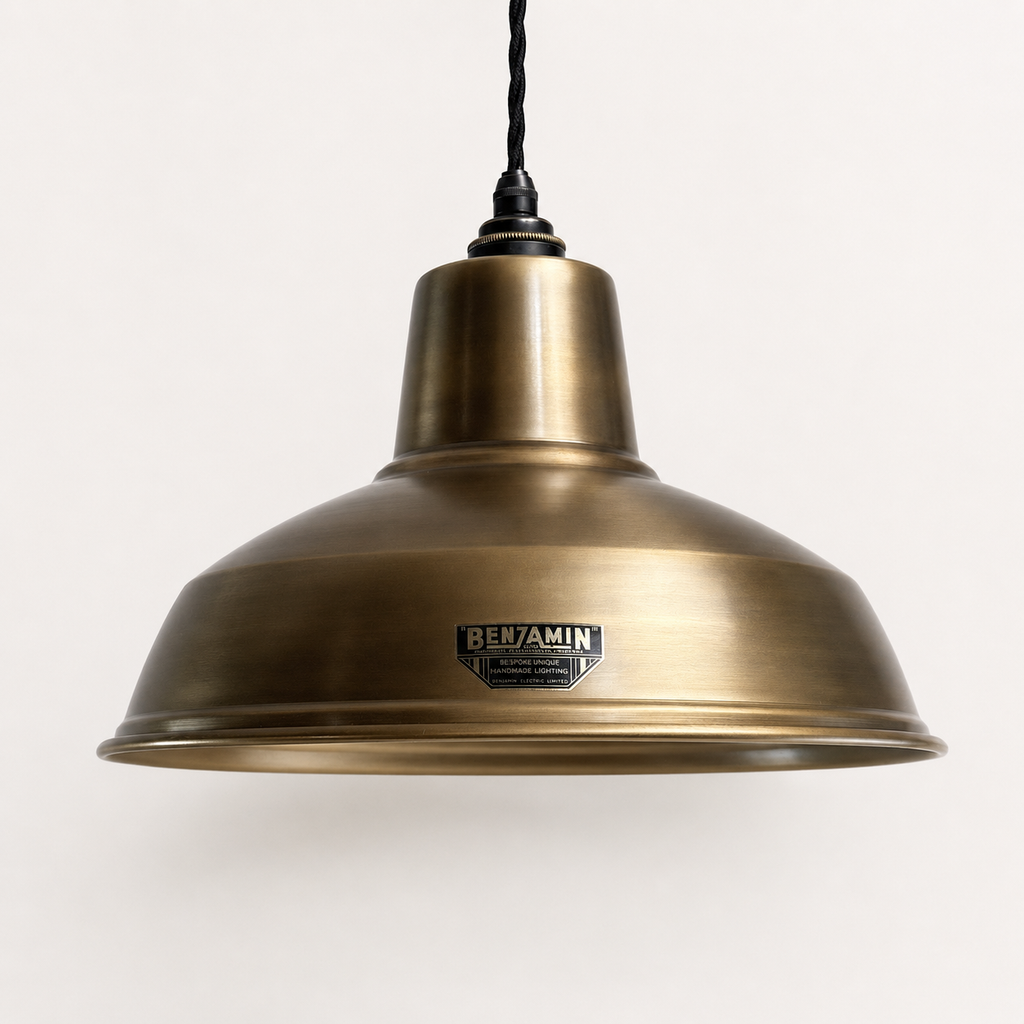 Brassvane antique brass RLM pendant light overall view