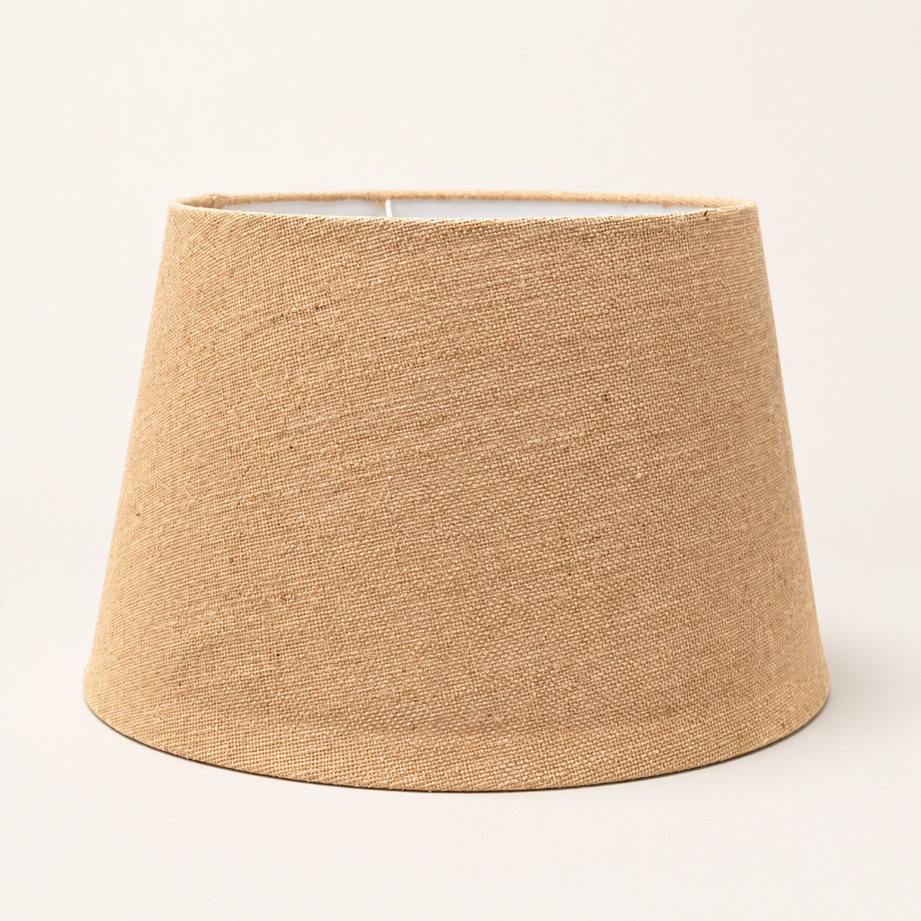 Brassvane hessian drum lampshade overall view