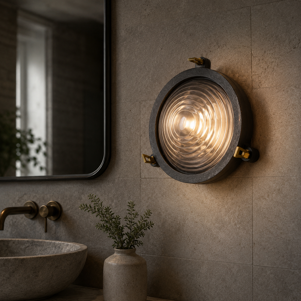 Brassvane round pewter bulkhead light additional view 3