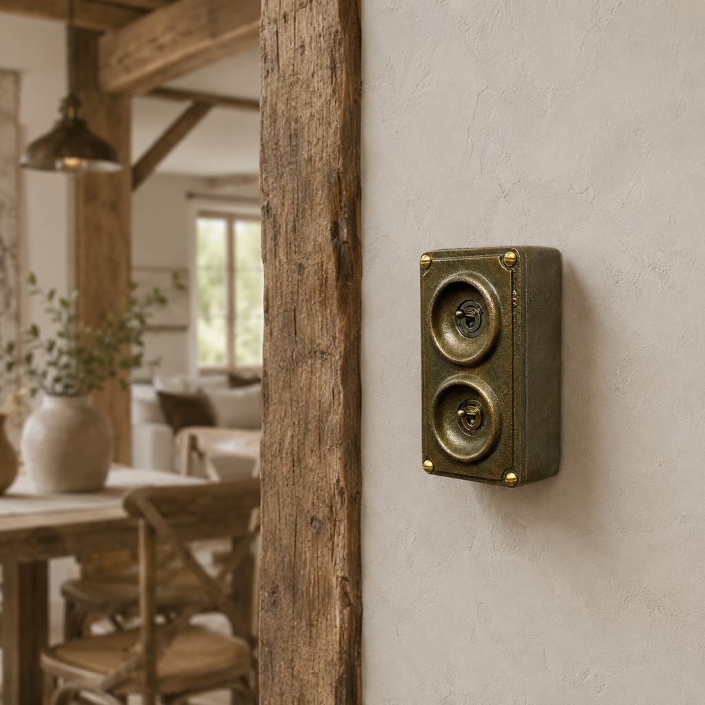 Brassvane antique brass conduit light switch additional view 2