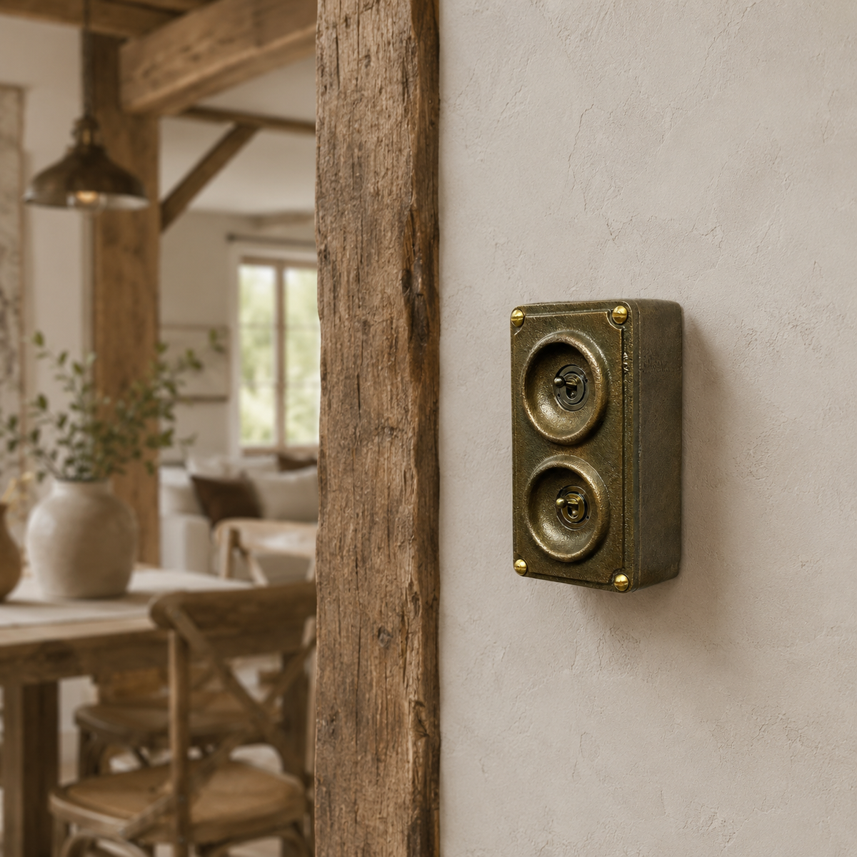 Brassvane antique brass conduit light switch additional view 2