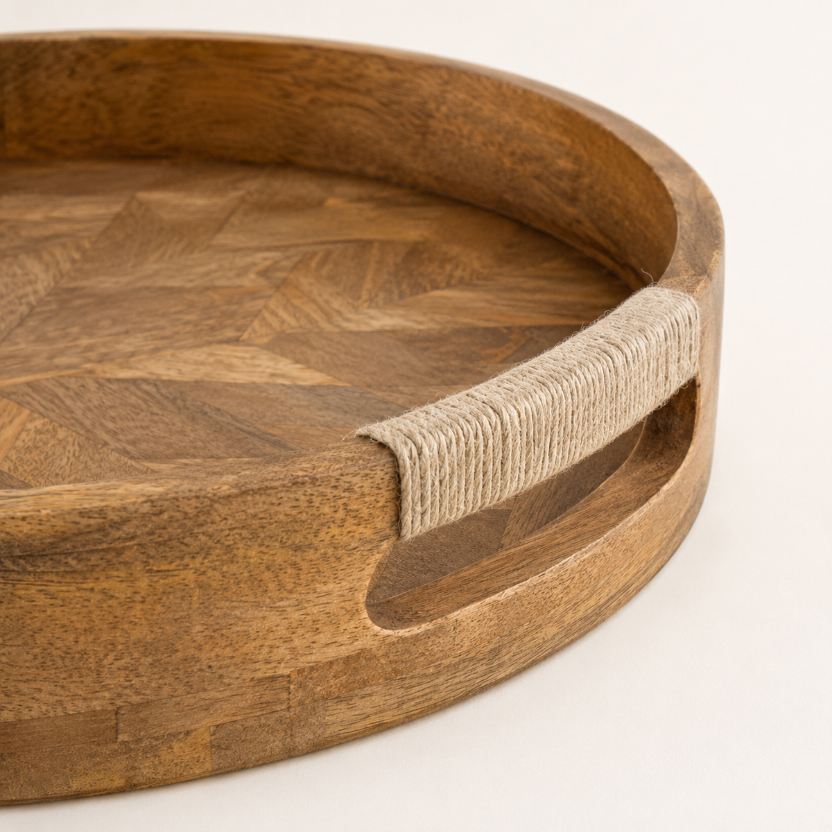 Brassvane round wooden serving tray additional view 5