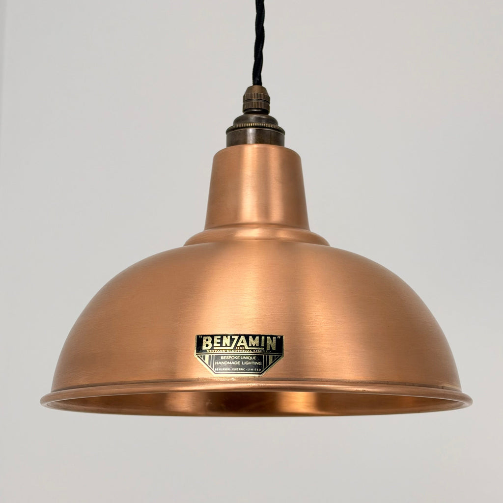 Brassvane antique brass dome pendant light overall view