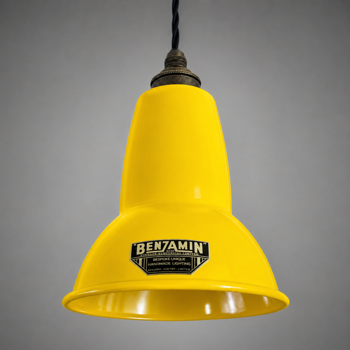 Brassvane yellow enamel pendant light overall view