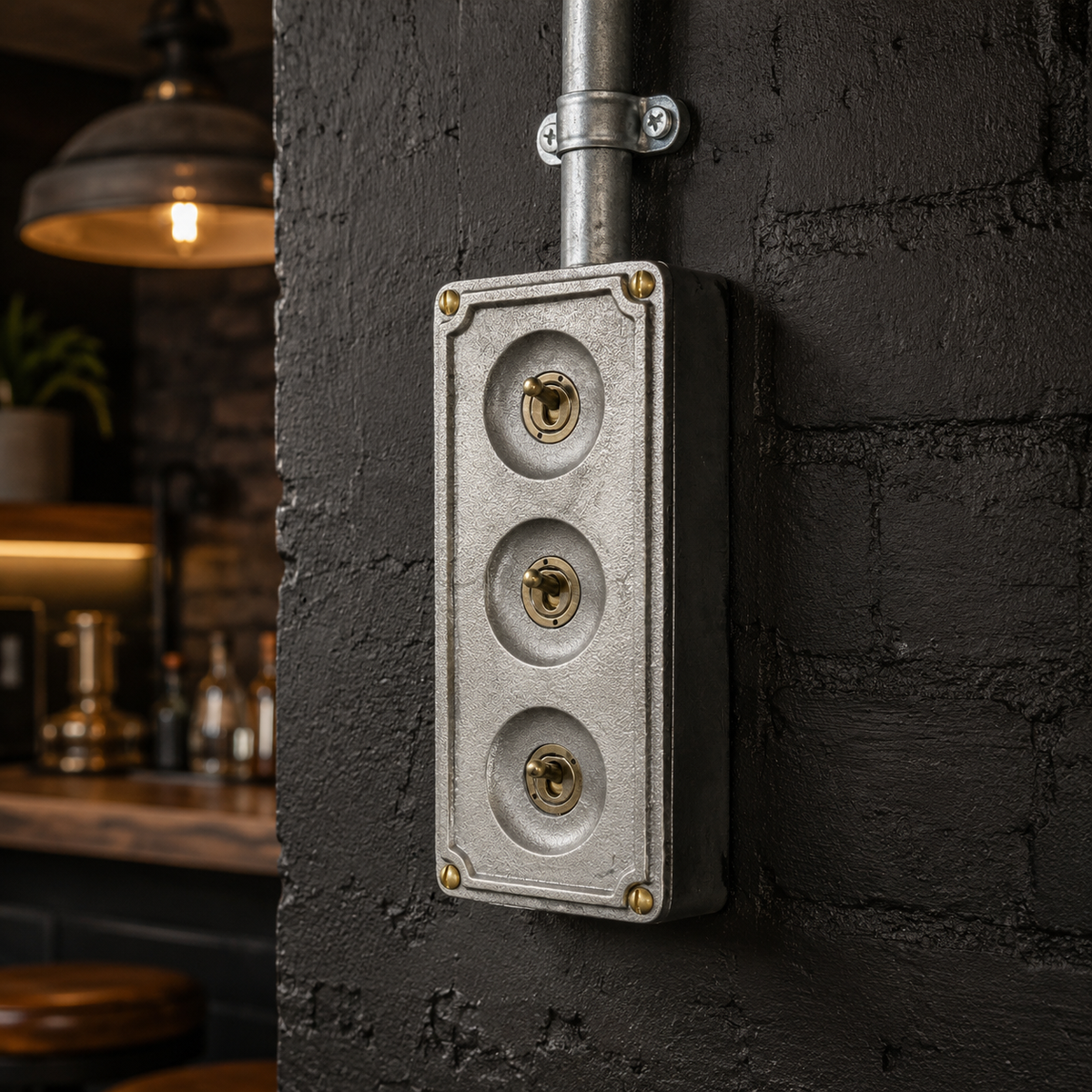 Brassvane 3 gang conduit toggle switch additional view 2