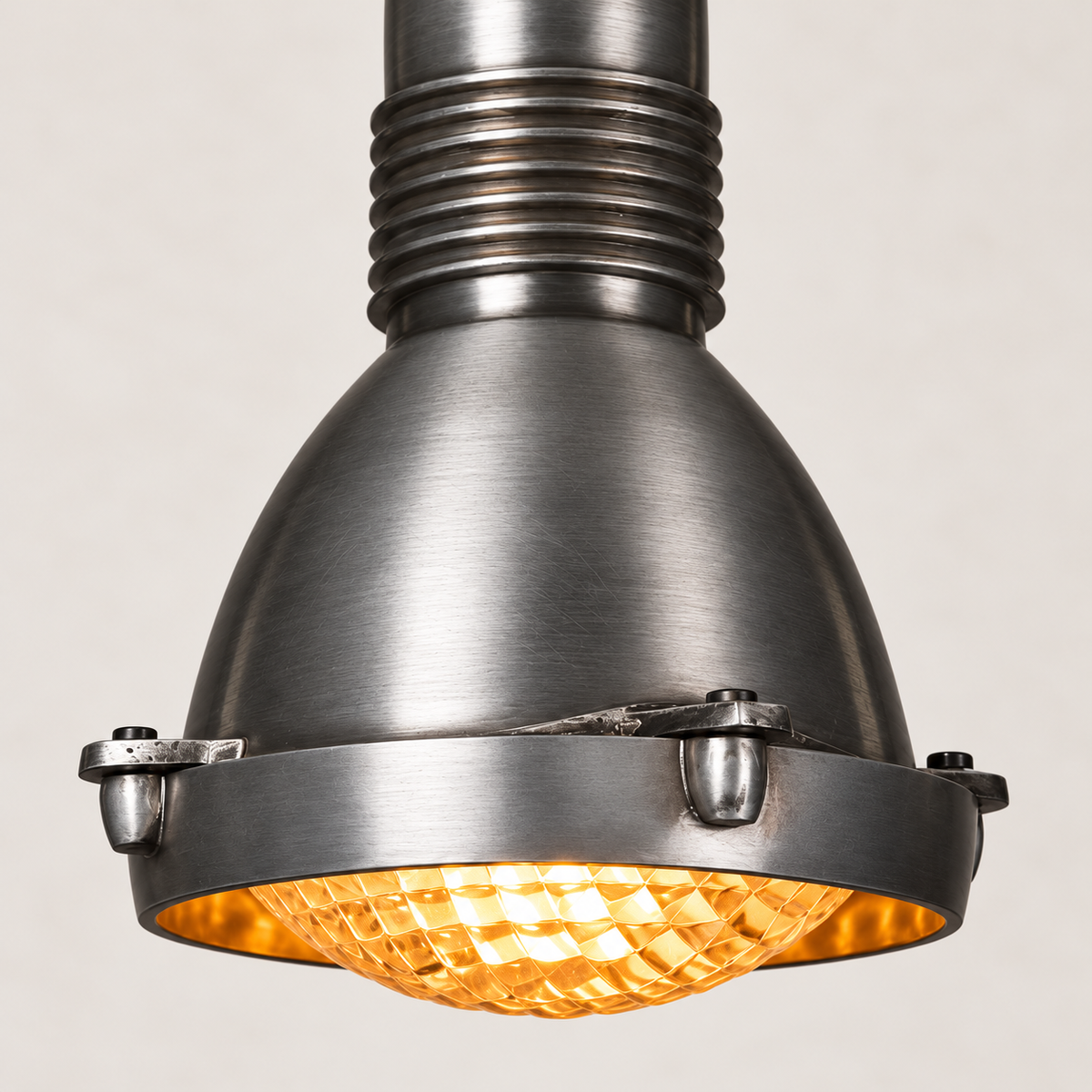Brassvane pewter gray textured glass pendant light additional view 4