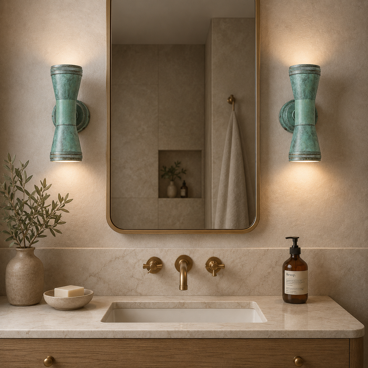 Brassvane verdigris brass outdoor wall light additional view 2