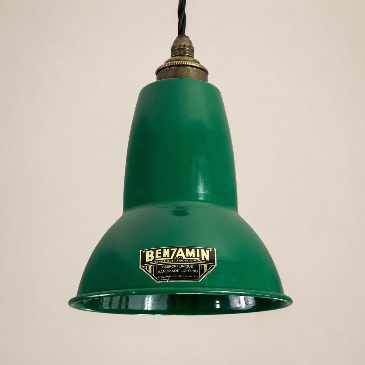 Brassvane racing green pendant light overall view