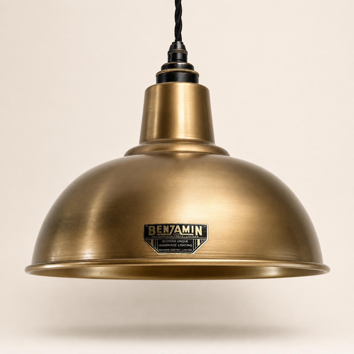 Brassvane antique brass dome pendant light overall view