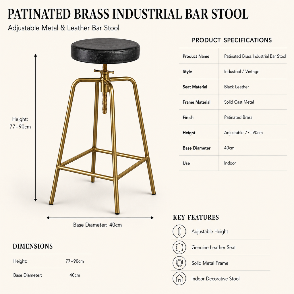 Brassvane adjustable bar stool additional view 6