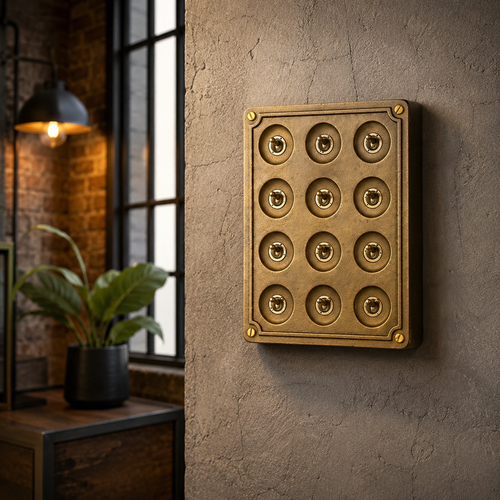 Brassvane 12 gang light switch additional view 2