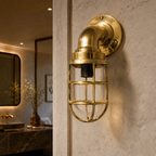 Brassvane caged brass swan neck wall light additional view 7