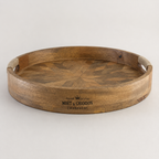 Brassvane round wooden serving tray overall view