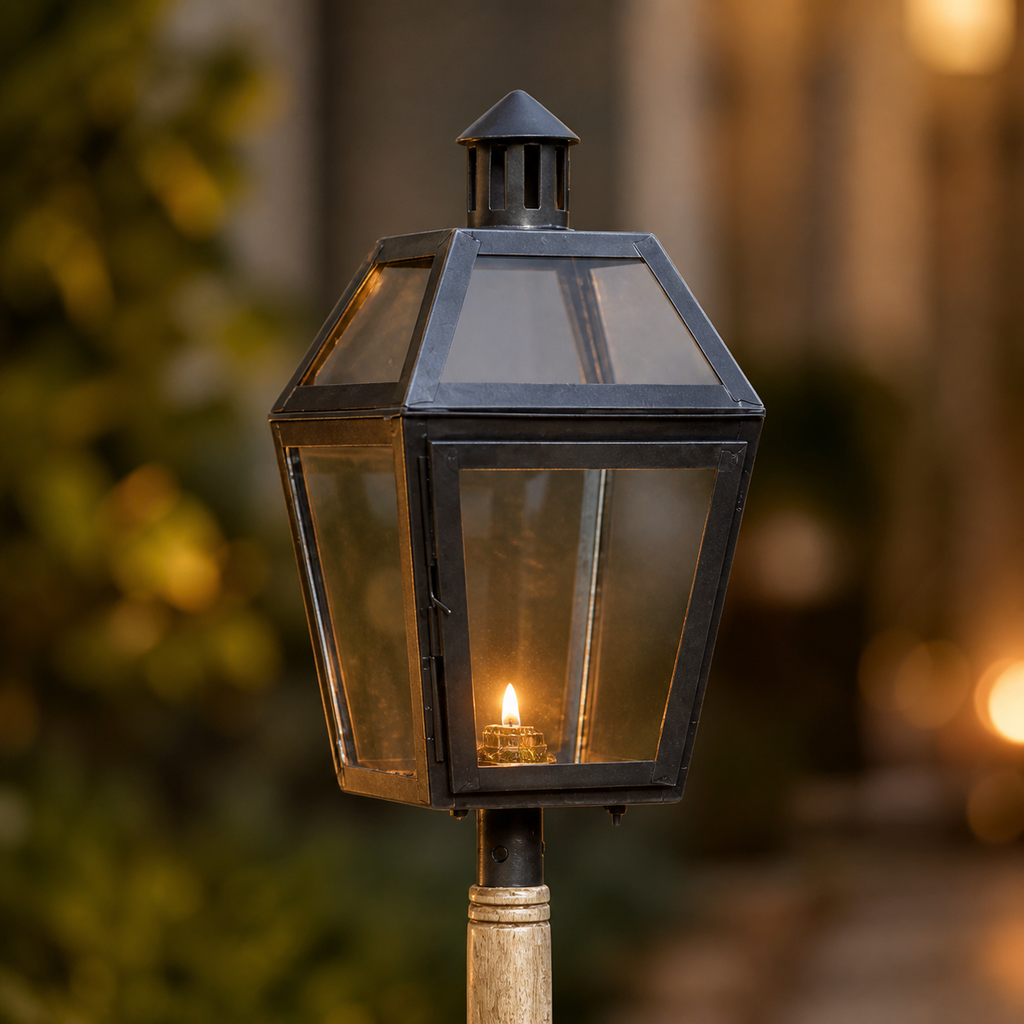 Brassvane wooden spike candle lantern additional view 3