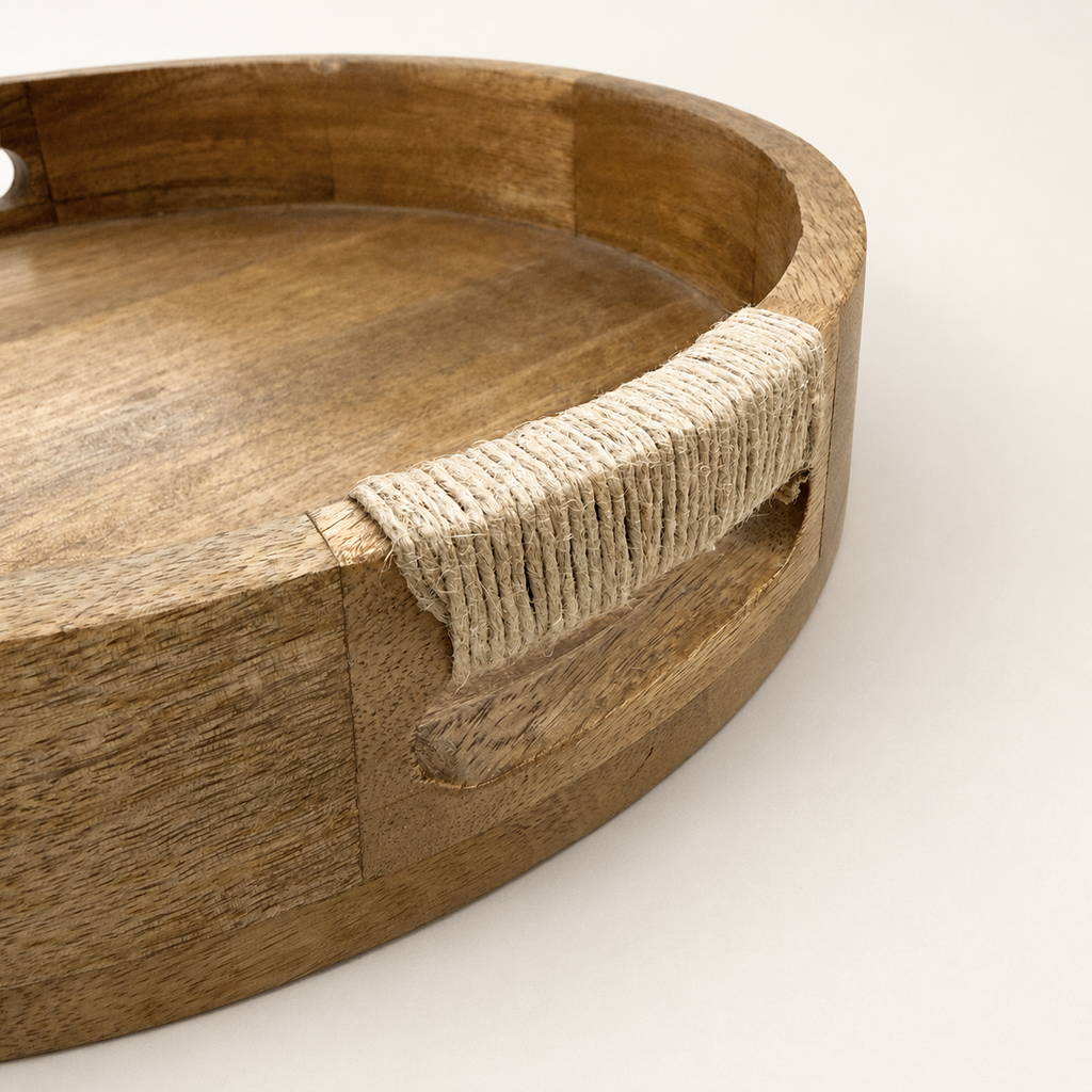 Brassvane round wooden serving tray additional view 6